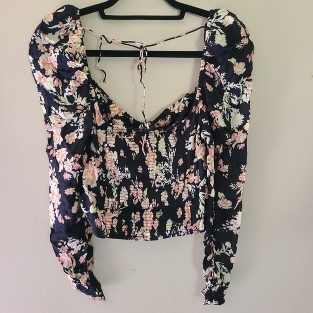Free People Hilary Printed Top Black Combo NWT - Picture 8 of 8